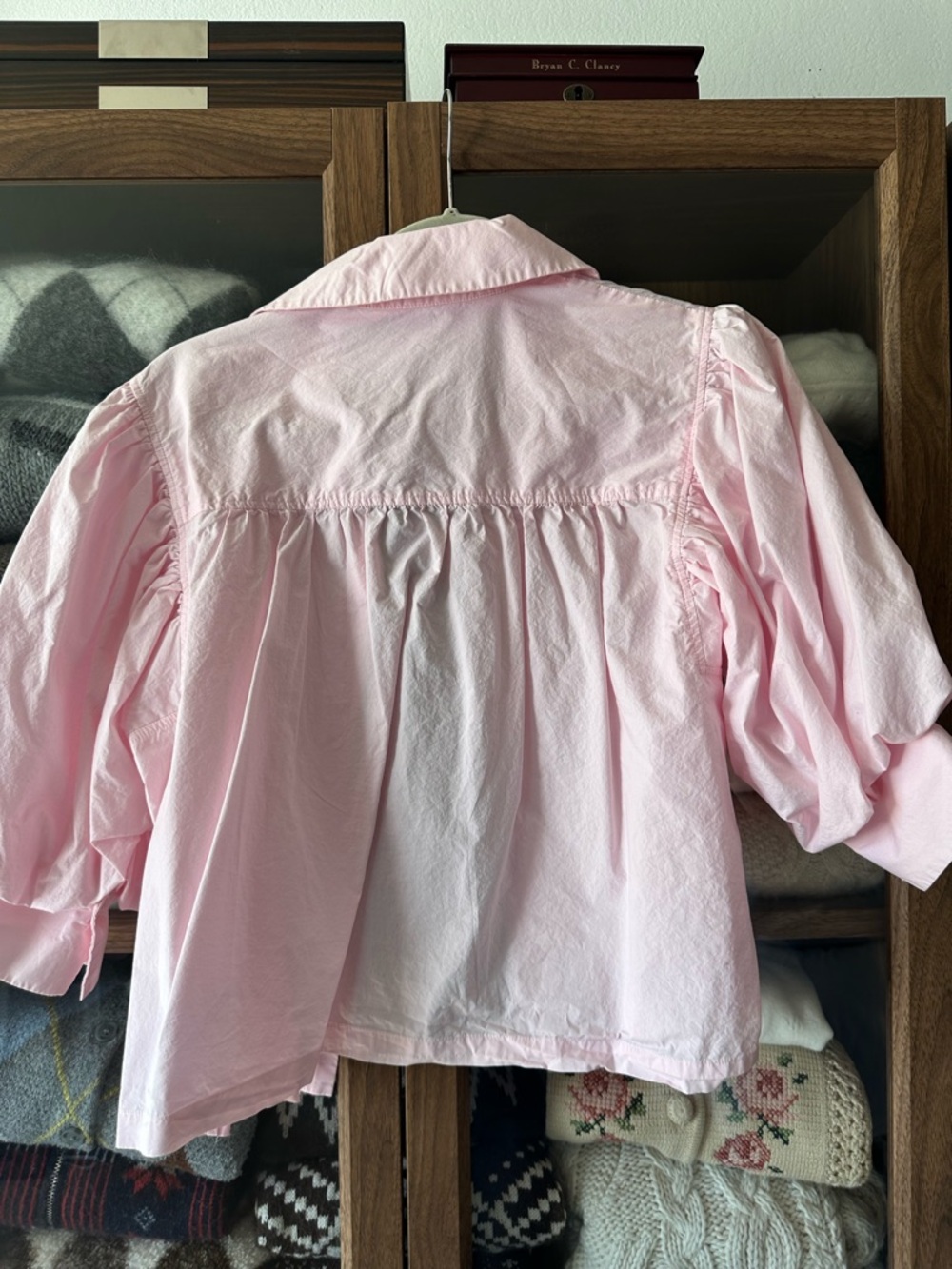 Zara Light Pink Puff-Sleeve Button-Down Shirt - Picture 3 of 4